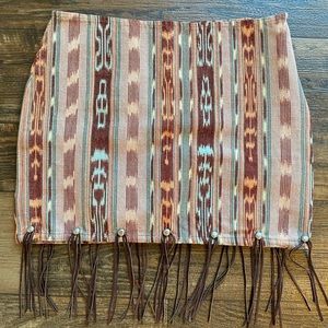 Serape Fringed Skirt